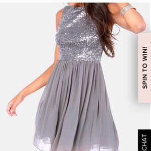 Bb Dakota Thornton Dress Silver sequin dress tulle skirt nwt
